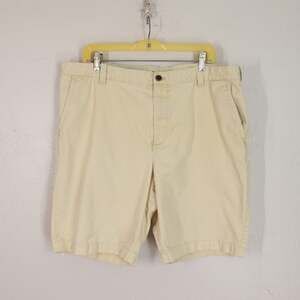 Vtg Bass Shorts Men 40 Cream Cargo Canvas Workwear Pockets Outdoor Logo